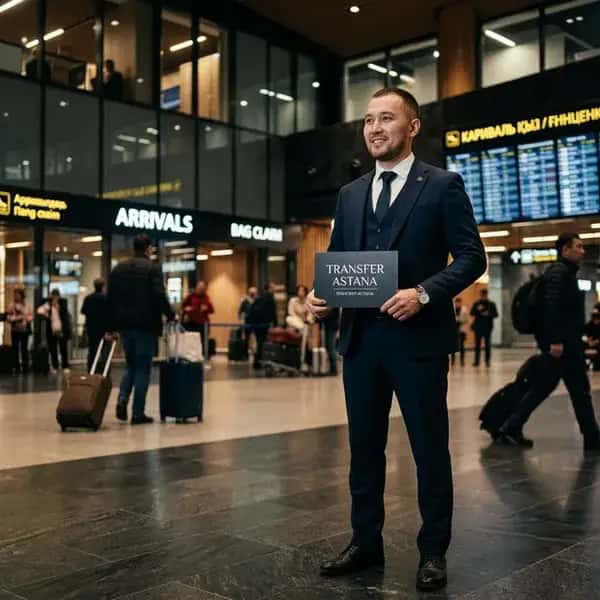 Transfer Astana — Встреча с табличкой